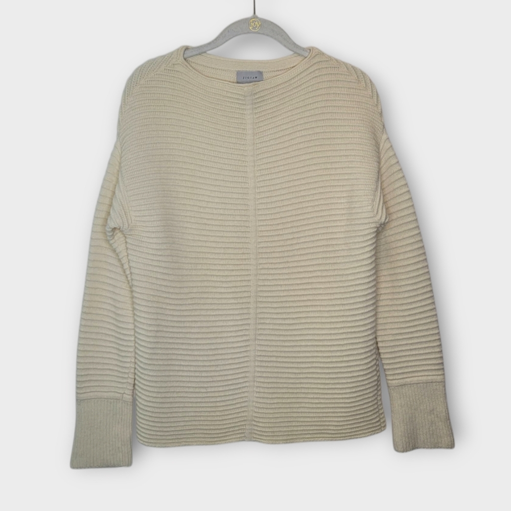 Jigsaw Ribbed Sweater XS Ivory Wool Cashmere